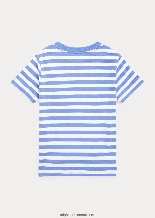 Ralph Lauren lapset raidallinen puuvillajersey t-paita 0Z24ZR6456 satamasaari sininen/valkoinen