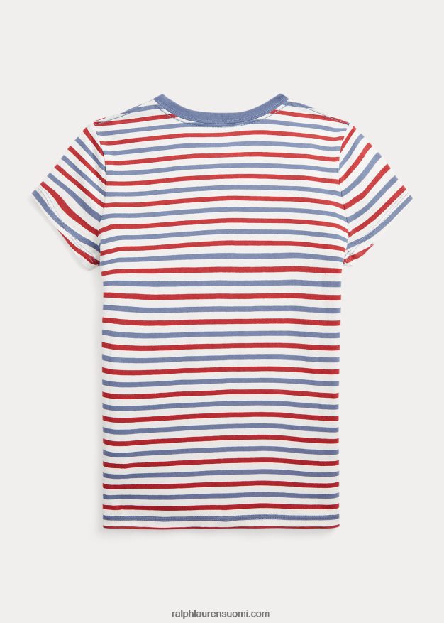 Ralph Lauren lapset raidallinen puuvillajersey t-paita 0Z24ZR7578 kannenpesuaine valkoinen multi