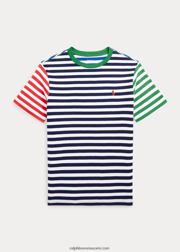 Ralph Lauren lapset raidallinen puuvillajersey t-paita 0Z24ZR9862 hienostunut navy multi
