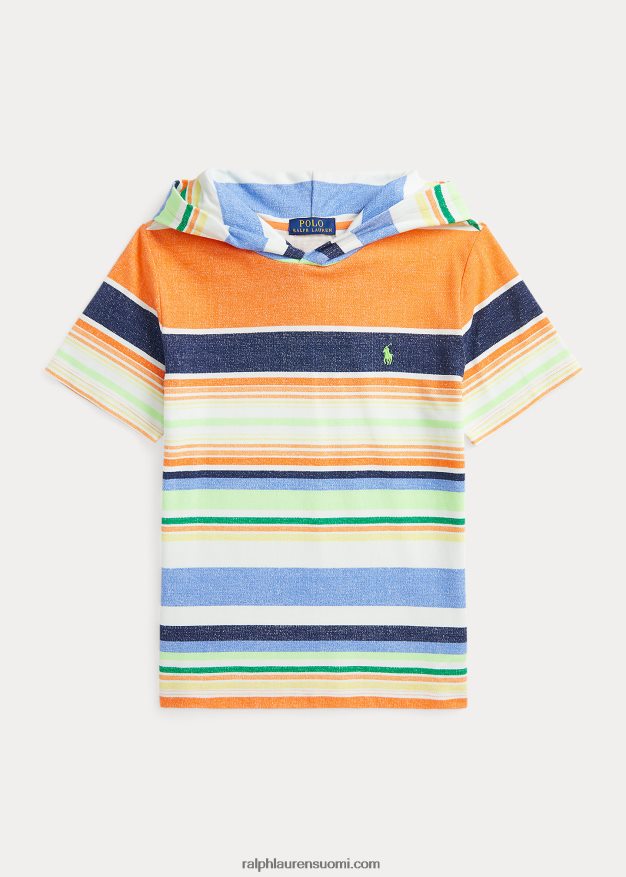 Ralph Lauren lapset raidallinen puuvillaverkko hupullinen t-paita 0Z24ZR6120 paratiisin raita