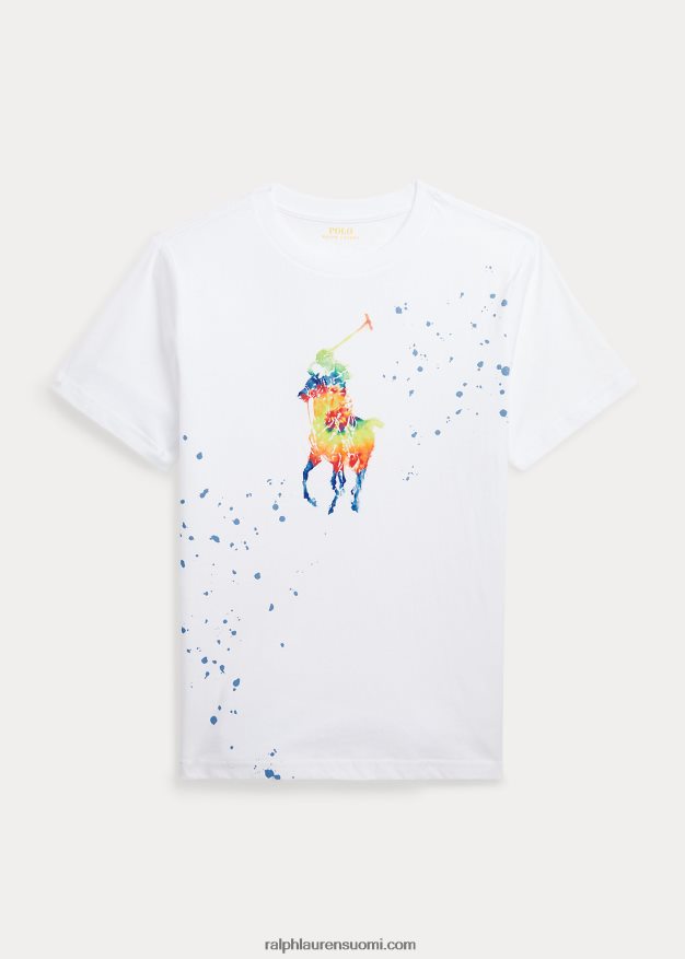 Ralph Lauren lapset solmiovärjättävä iso poni puuvillatrikoopaita 0Z24ZR6654 valkoinen