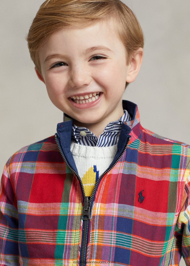 Ralph Lauren lapset käännettävä puuvilla madras takki 0Z24ZR5662 punainen/laivasto monitoimi