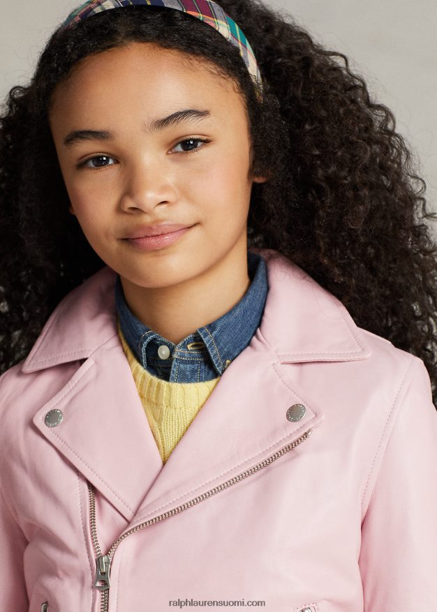 Ralph Lauren lapset nahkainen mototakki 0Z24ZR7492 surfside ruusu