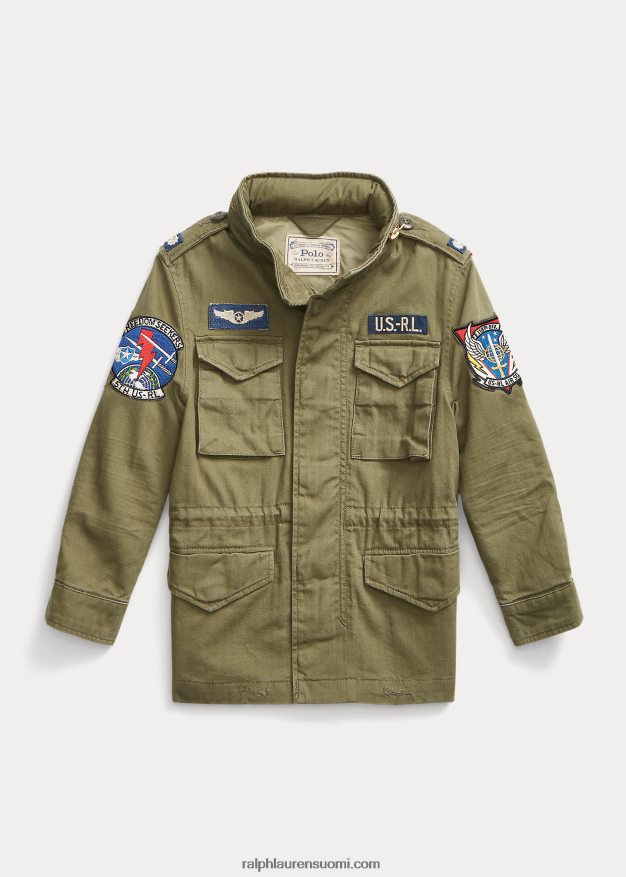 Ralph Lauren lapset puuvillainen kalanruototakki 0Z24ZR5861 oliivivuori