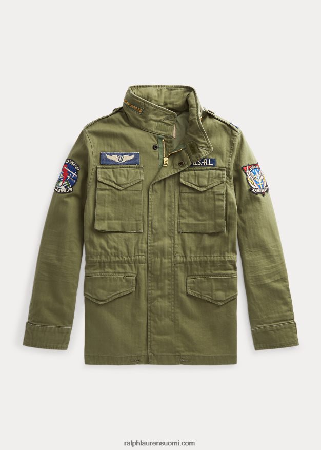 Ralph Lauren lapset puuvillainen kalanruototakki 0Z24ZR6016 oliivivuori