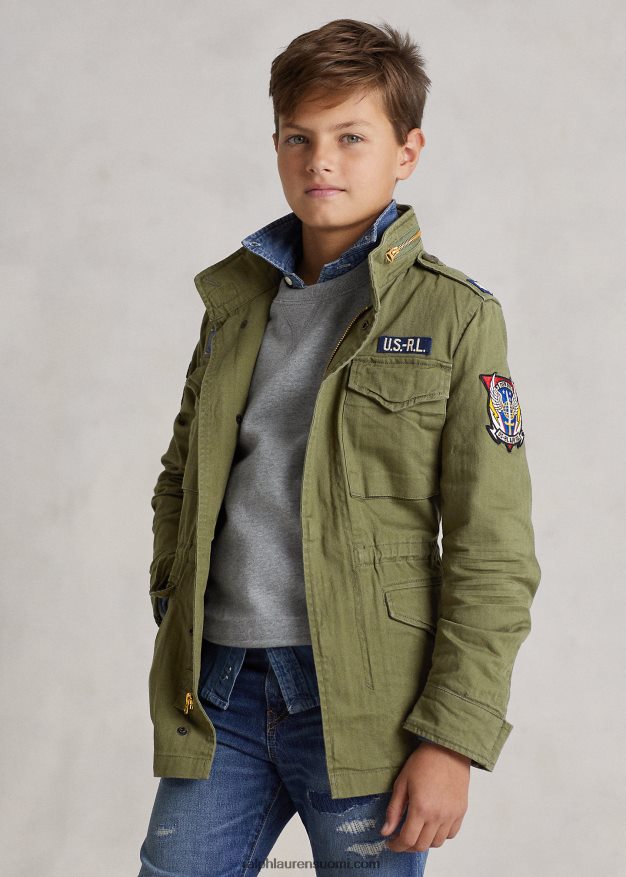 Ralph Lauren lapset puuvillainen kalanruototakki 0Z24ZR6016 oliivivuori