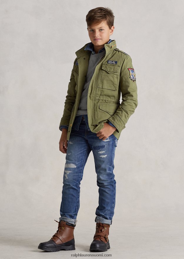 Ralph Lauren lapset puuvillainen kalanruototakki 0Z24ZR6016 oliivivuori