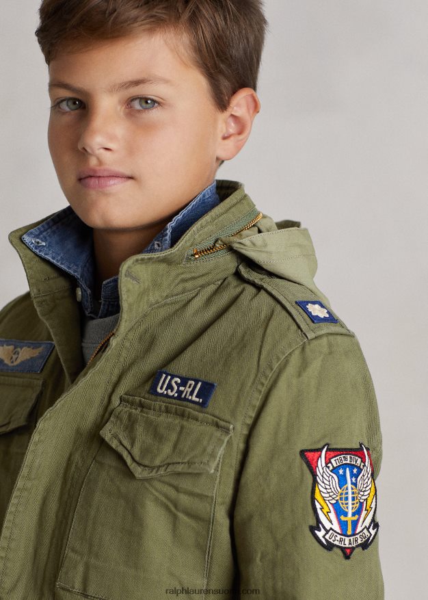 Ralph Lauren lapset puuvillainen kalanruototakki 0Z24ZR6016 oliivivuori