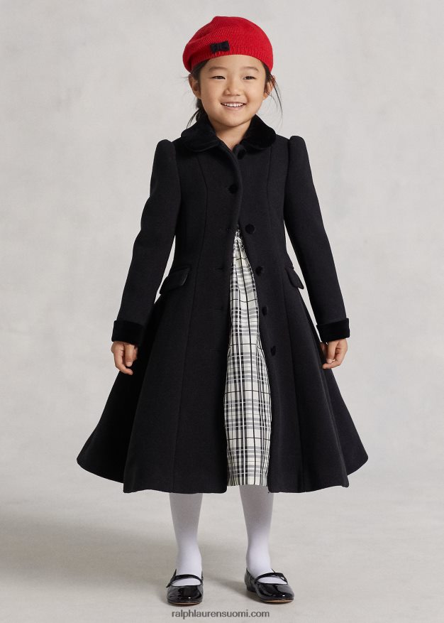 Ralph Lauren lapset samettireunustainen villainen prinsessatakki 0Z24ZR7359 musta