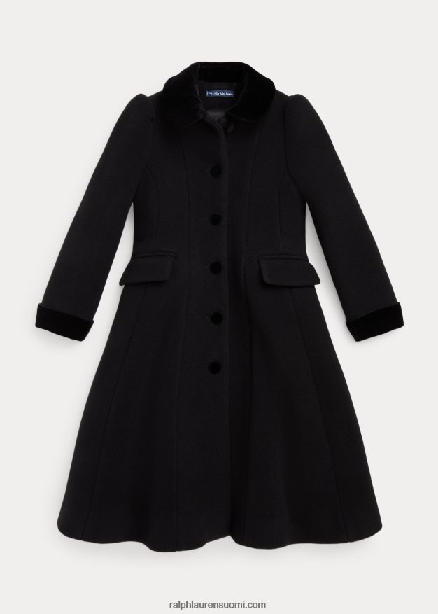 Ralph Lauren lapset samettireunustainen villainen prinsessatakki 0Z24ZR7359 musta