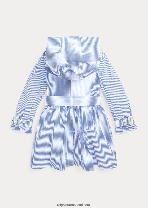Ralph Lauren lapset seersucker hupullinen trenssitakki 0Z24ZR7349 sinivalkoinen