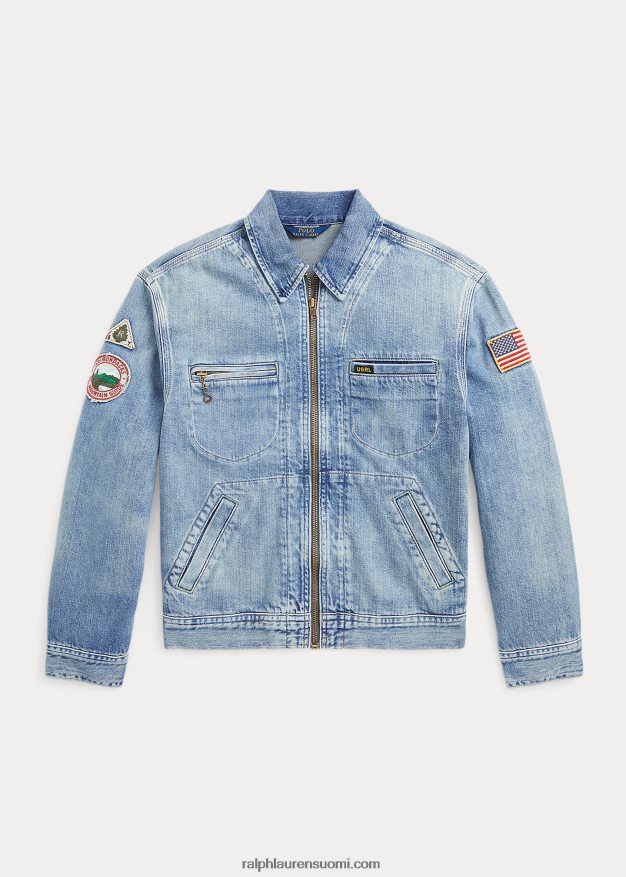 Ralph Lauren lapset täysvetoketjuinen farkkutakki 0Z24ZR6140 sequan pesu