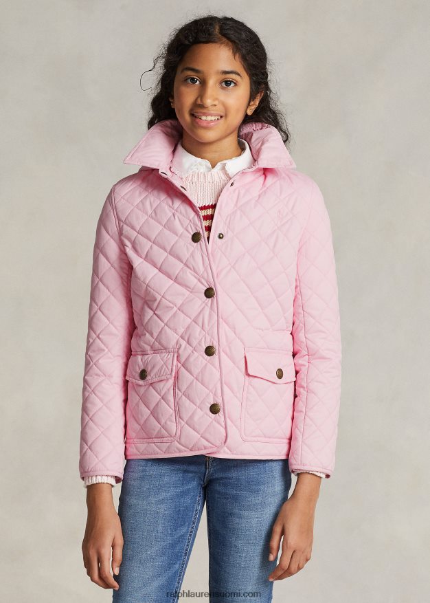 Ralph Lauren lapset tikattu vettä hylkivä navetatakki 0Z24ZR7490 karmelin pinkki