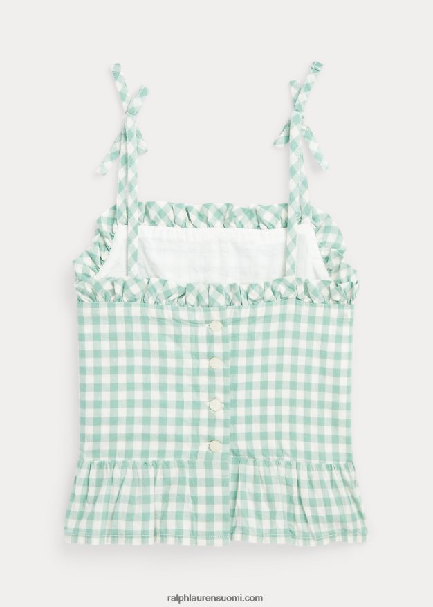 Ralph Lauren lapset gingham puuvilla madras toppi 0Z24ZR6848 haalistunut minttu/kansipesuaine valkoinen