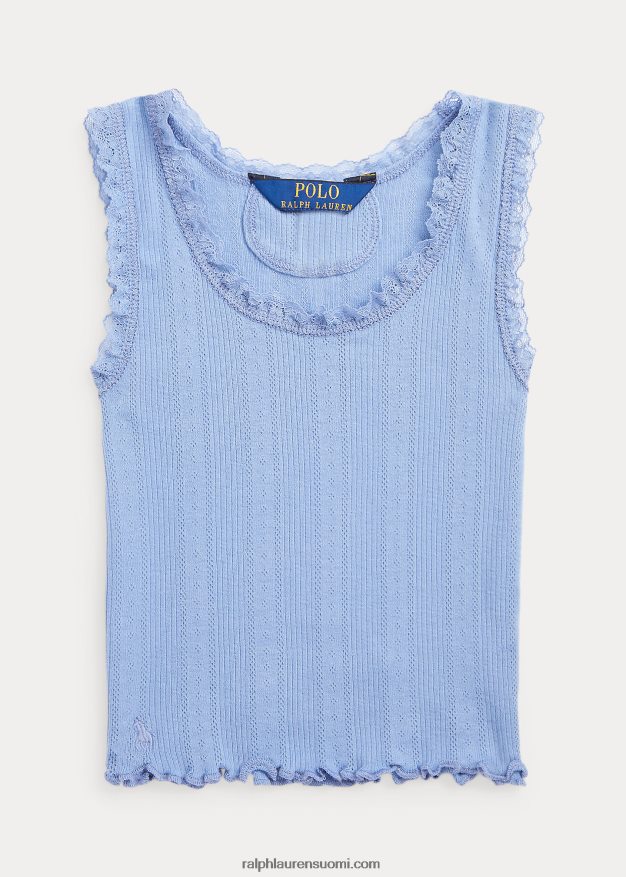 Ralph Lauren lapset pointelle-neulottu puuvillainen toppi 0Z24ZR6833 kanava sininen