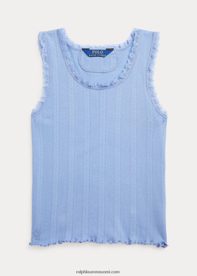 Ralph Lauren lapset pointelle-neulottu puuvillainen toppi 0Z24ZR7078 kanava sininen