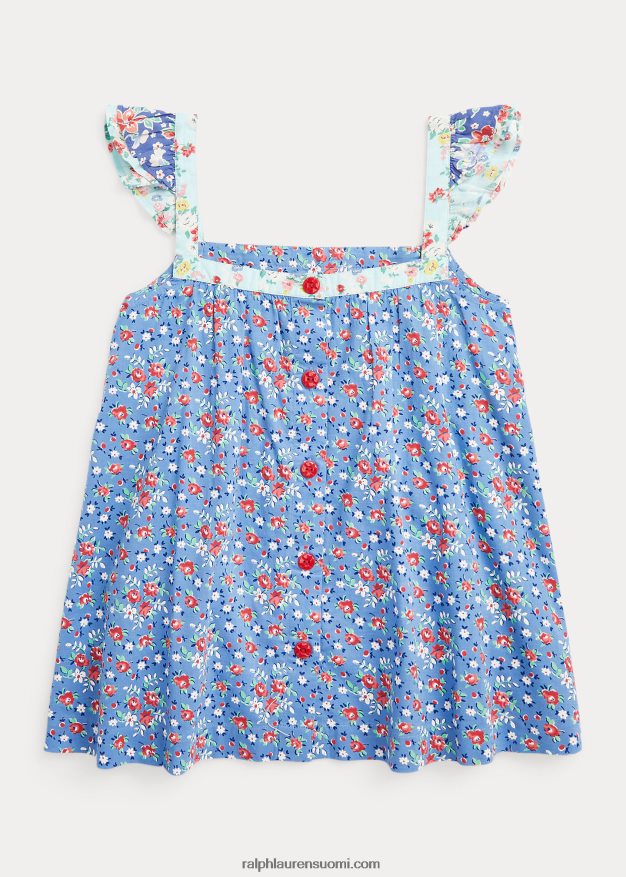 Ralph Lauren lapset tilkkumainen kukkainen puuvillainen toppi 0Z24ZR7090 kukka-