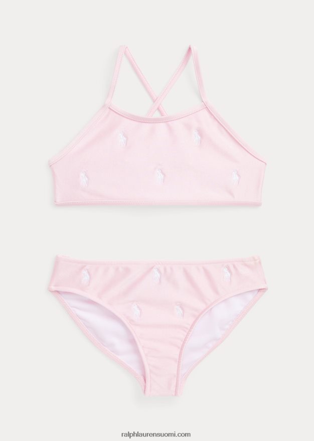 Ralph Lauren lapset pooloponin kaksiosainen uimapuku 0Z24ZR6868 ripaus vaaleanpunaista