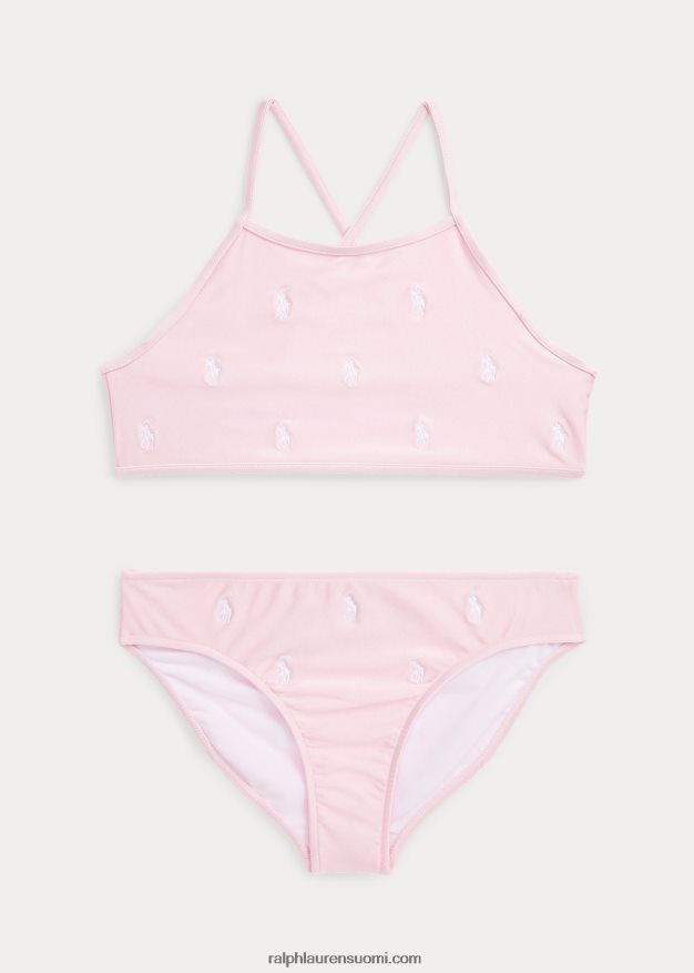 Ralph Lauren lapset pooloponin kaksiosainen uimapuku 0Z24ZR7330 ripaus vaaleanpunaista