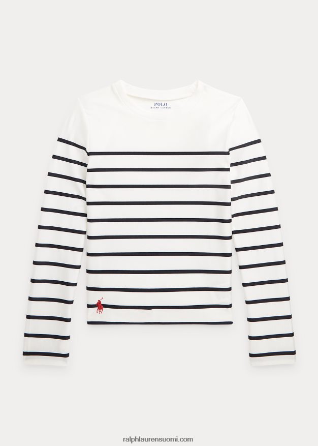 Ralph Lauren lapset raidallinen venytys ihottuma suoja 0Z24ZR7340 kannenpesuaine valkoinen/laivasto