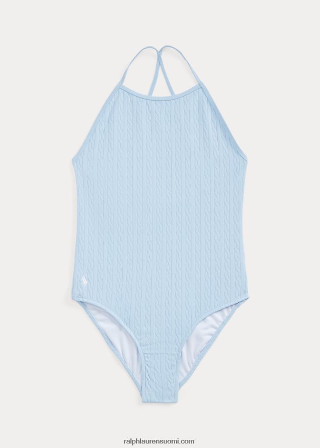 Ralph Lauren lapset stretch jacquard yksiosainen uimapuku 0Z24ZR7335 toimiston sininen