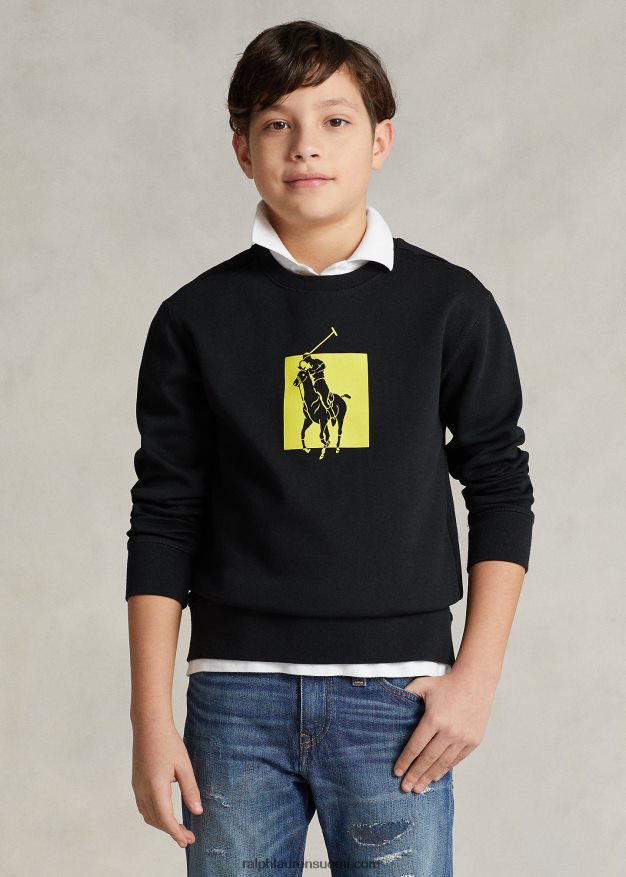 Ralph Lauren lapset iso ponilogoinen kaksoisneulepusero 0Z24ZR5973 musta