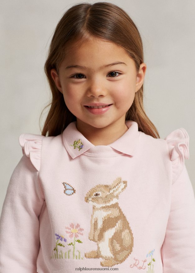 Ralph Lauren lapset kuun uudenvuoden pupu fleece paita 0Z24ZR6730 ripaus vaaleanpunaista