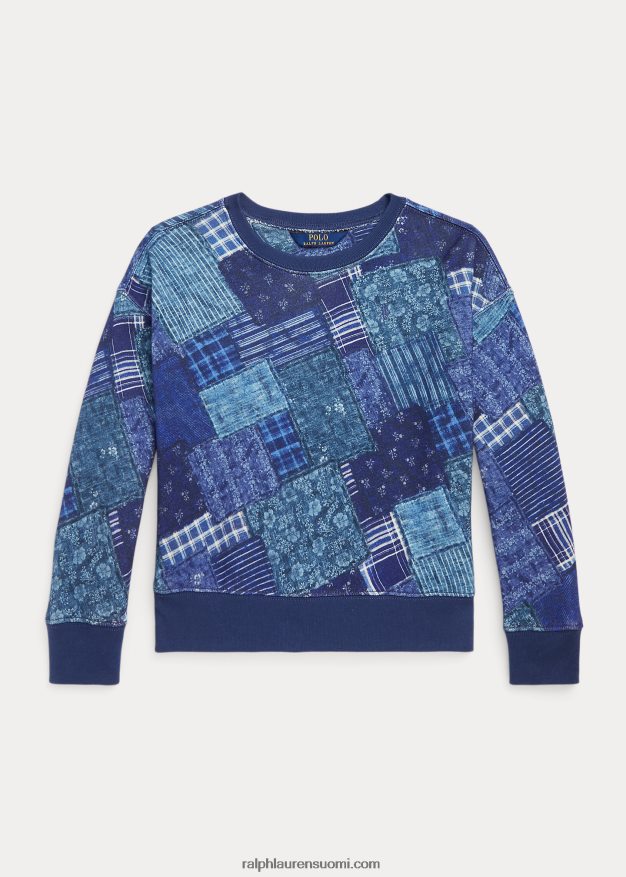 Ralph Lauren lapset tilkkukuvioinen ranskalainen froteepaita 0Z24ZR7613 indigo tilkkutäkki