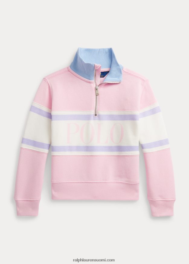 Ralph Lauren lapset logollinen frotee neljäsvetoketjullinen villapaita 0Z24ZR6825 karmelin pinkki