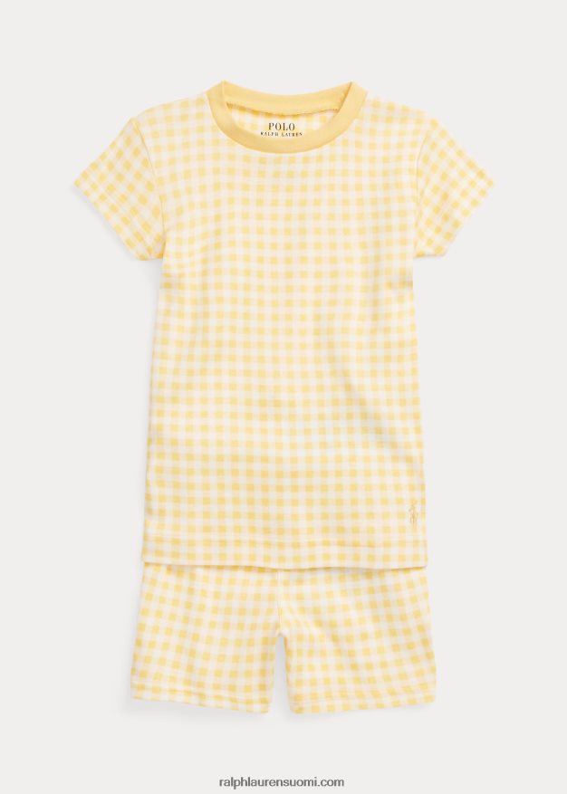 Ralph Lauren lapset gingham ribine jersey nukkumissetti 0Z24ZR7325 maissin keltainen