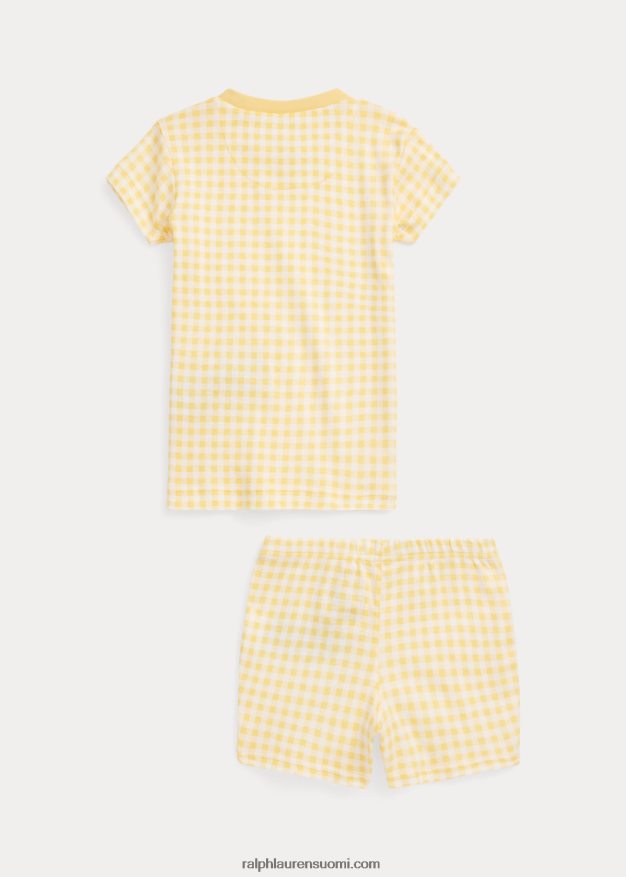 Ralph Lauren lapset gingham ribine jersey nukkumissetti 0Z24ZR7325 maissin keltainen