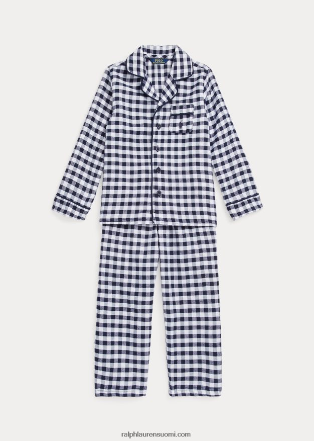 Ralph Lauren lapset gingham twill nukkumissetti 0Z24ZR6395 valkoinen/newport laivasto