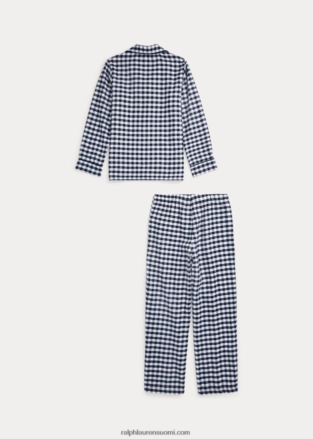 Ralph Lauren lapset gingham twill nukkumissetti 0Z24ZR6396 valkoinen/newport laivasto