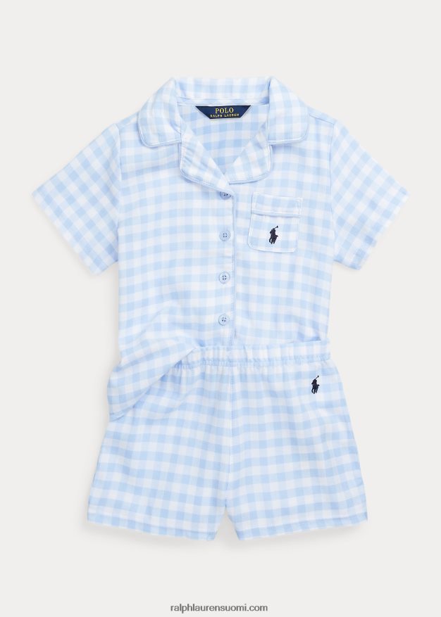 Ralph Lauren lapset gingham twill nukkumissetti 0Z24ZR7312 valkoinen/toimistonsininen