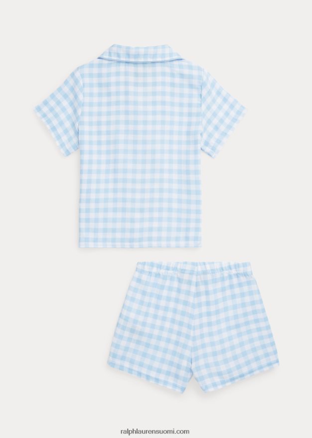 Ralph Lauren lapset gingham twill nukkumissetti 0Z24ZR7312 valkoinen/toimistonsininen