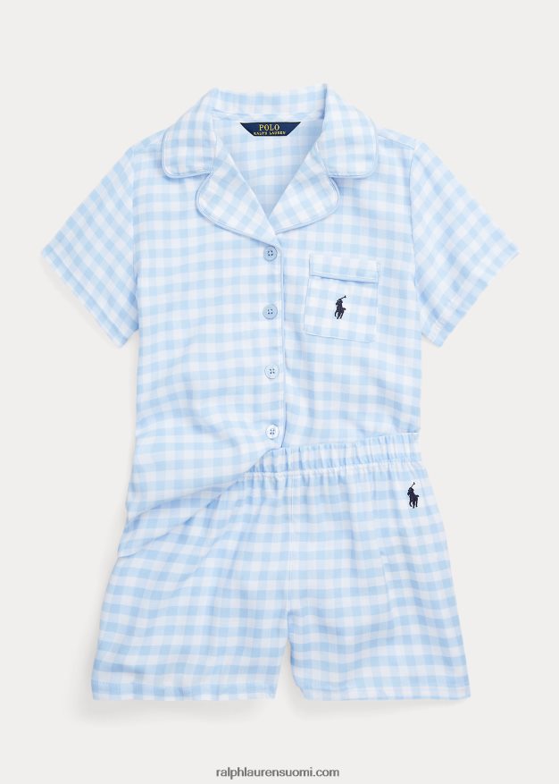 Ralph Lauren lapset gingham twill nukkumissetti 0Z24ZR7317 valkoinen/toimistonsininen