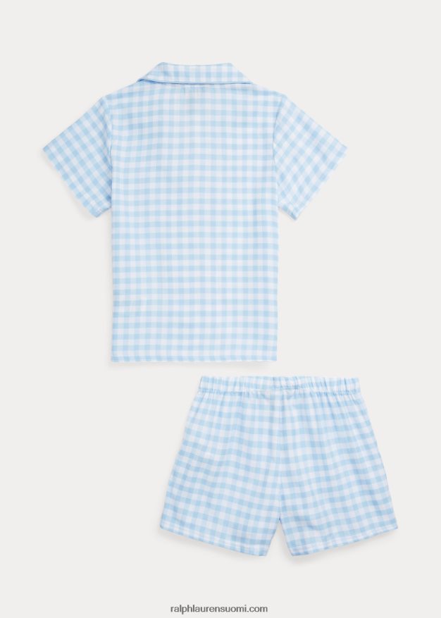 Ralph Lauren lapset gingham twill nukkumissetti 0Z24ZR7317 valkoinen/toimistonsininen