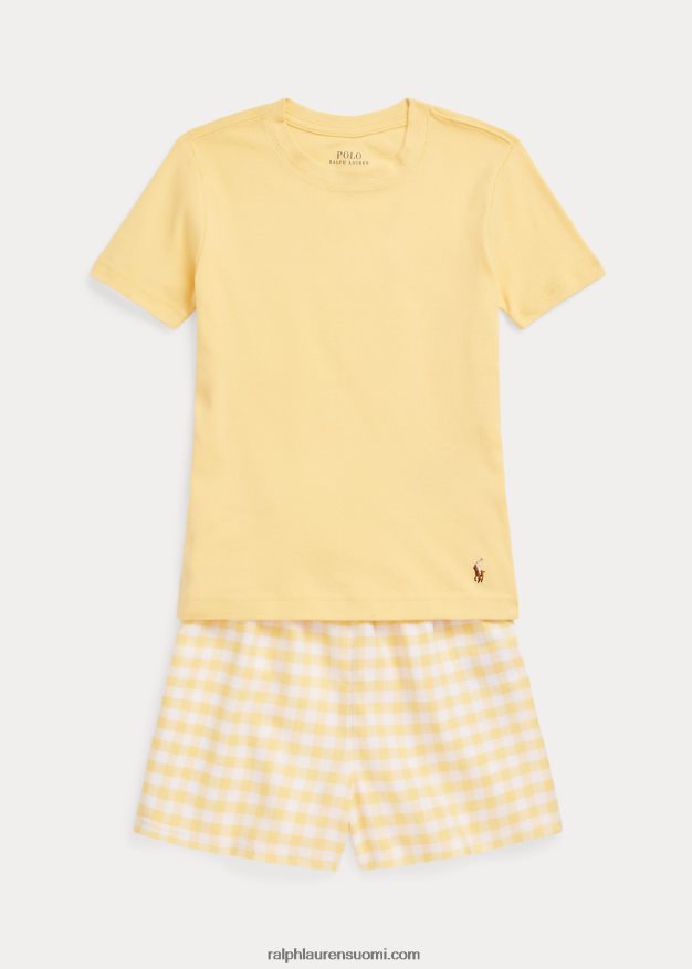 Ralph Lauren lapset jersey tee & twill lyhyt nukkumissetti 0Z24ZR7321 maissinkeltainen pesu