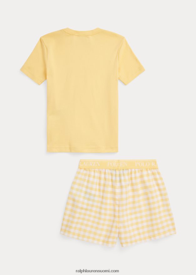 Ralph Lauren lapset jersey tee & twill lyhyt nukkumissetti 0Z24ZR7321 maissinkeltainen pesu