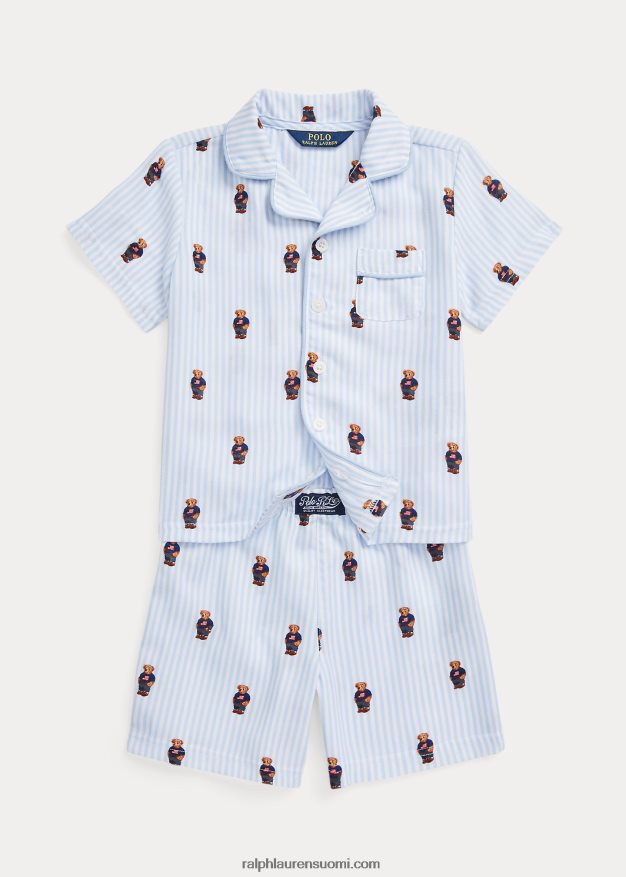 Ralph Lauren lapset poolo bear twill nukkumissetti 0Z24ZR6387 valkoinen/toimistonsininen
