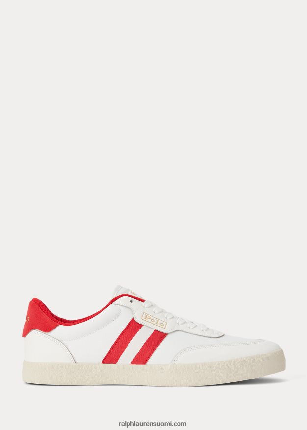 Ralph Lauren miehet Court-nahkapaneloidut matalat tennarit 0Z24ZR1982 luonnonvalkoinen/punainen