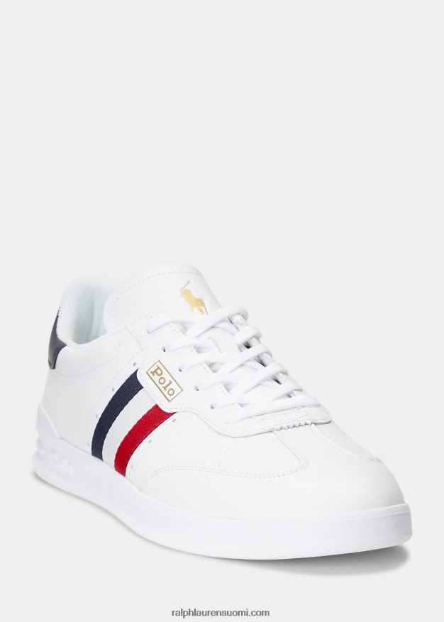 Ralph Lauren miehet Heritage Aera mokka- ja nahkalenkkari 0Z24ZR1976 valkoinen/punainen/sininen