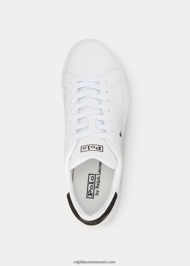 Ralph Lauren miehet Heritage Court ii nahkaiset tennarit 0Z24ZR8720 valkoinen musta