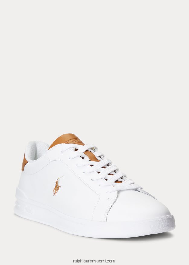 Ralph Lauren miehet Heritage Court ii nahkaiset tennarit 0Z24ZR8722 valkoinen/rusketus