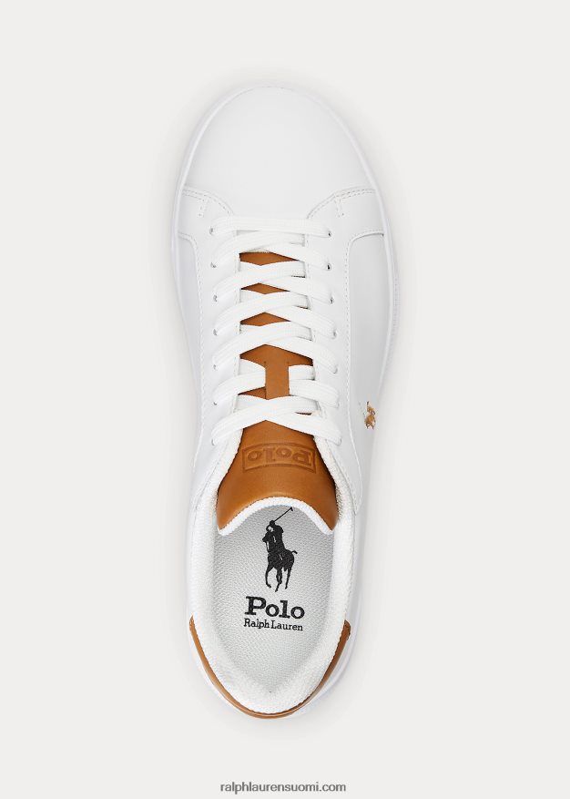 Ralph Lauren miehet Heritage Court ii nahkaiset tennarit 0Z24ZR8722 valkoinen/rusketus