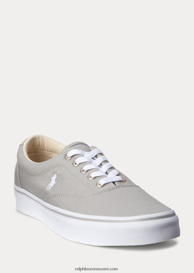 Ralph Lauren miehet Keaton canvas -lenkkarit 0Z24ZR2202 pehmeä harmaa/valkoinen