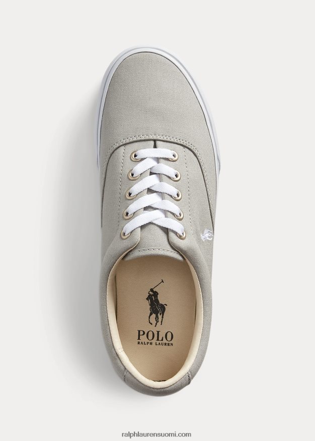 Ralph Lauren miehet Keaton canvas -lenkkarit 0Z24ZR2202 pehmeä harmaa/valkoinen