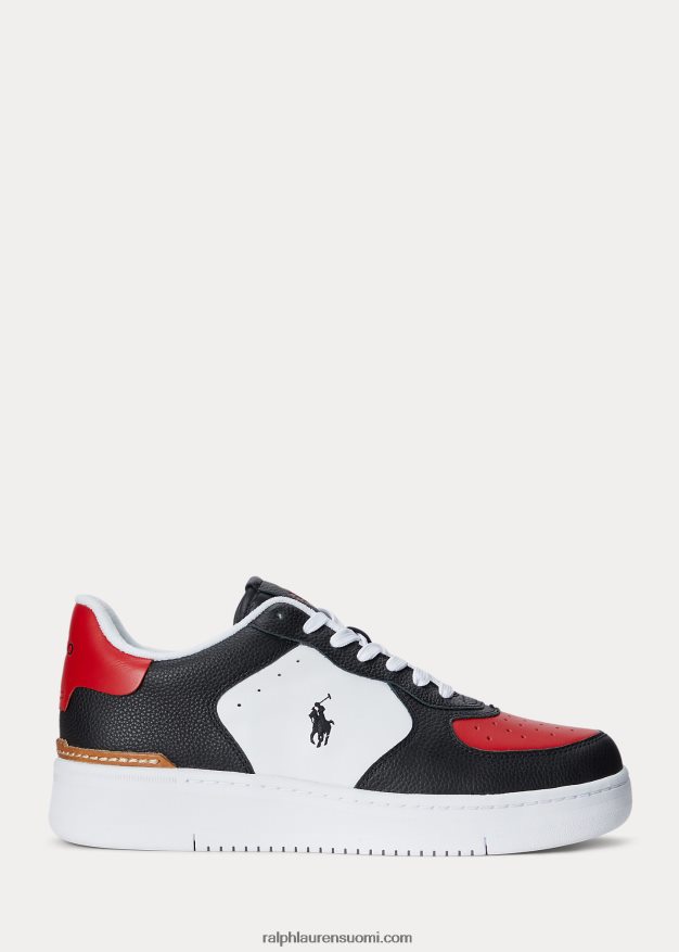Ralph Lauren miehet Masters Court -nahkaiset tennarit 0Z24ZR2008 musta/valkoinen/punainen