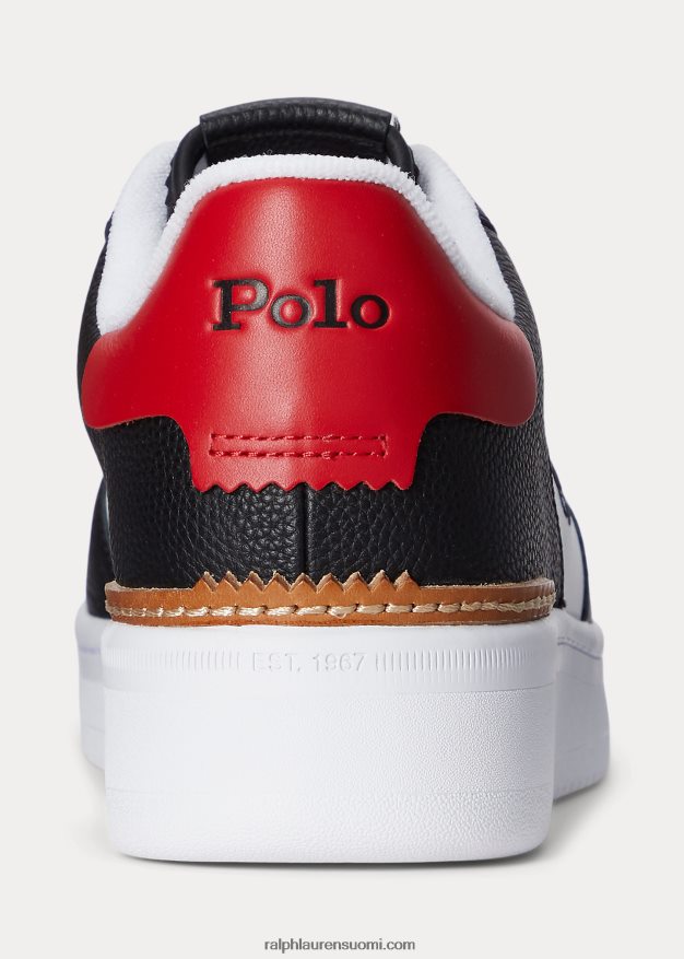 Ralph Lauren miehet Masters Court -nahkaiset tennarit 0Z24ZR2008 musta/valkoinen/punainen