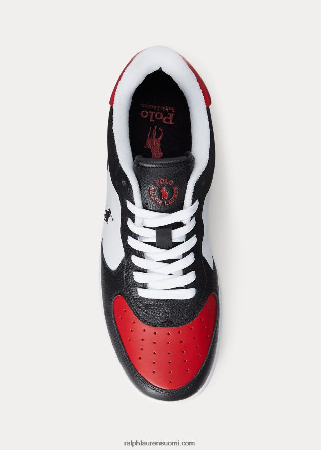 Ralph Lauren miehet Masters Court -nahkaiset tennarit 0Z24ZR2008 musta/valkoinen/punainen